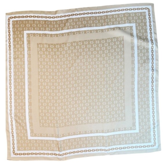2/$30 NEW Tan Cream Camel Neutral Geometric Printed Silky Fashion Head Scarf - Picture 6 of 8